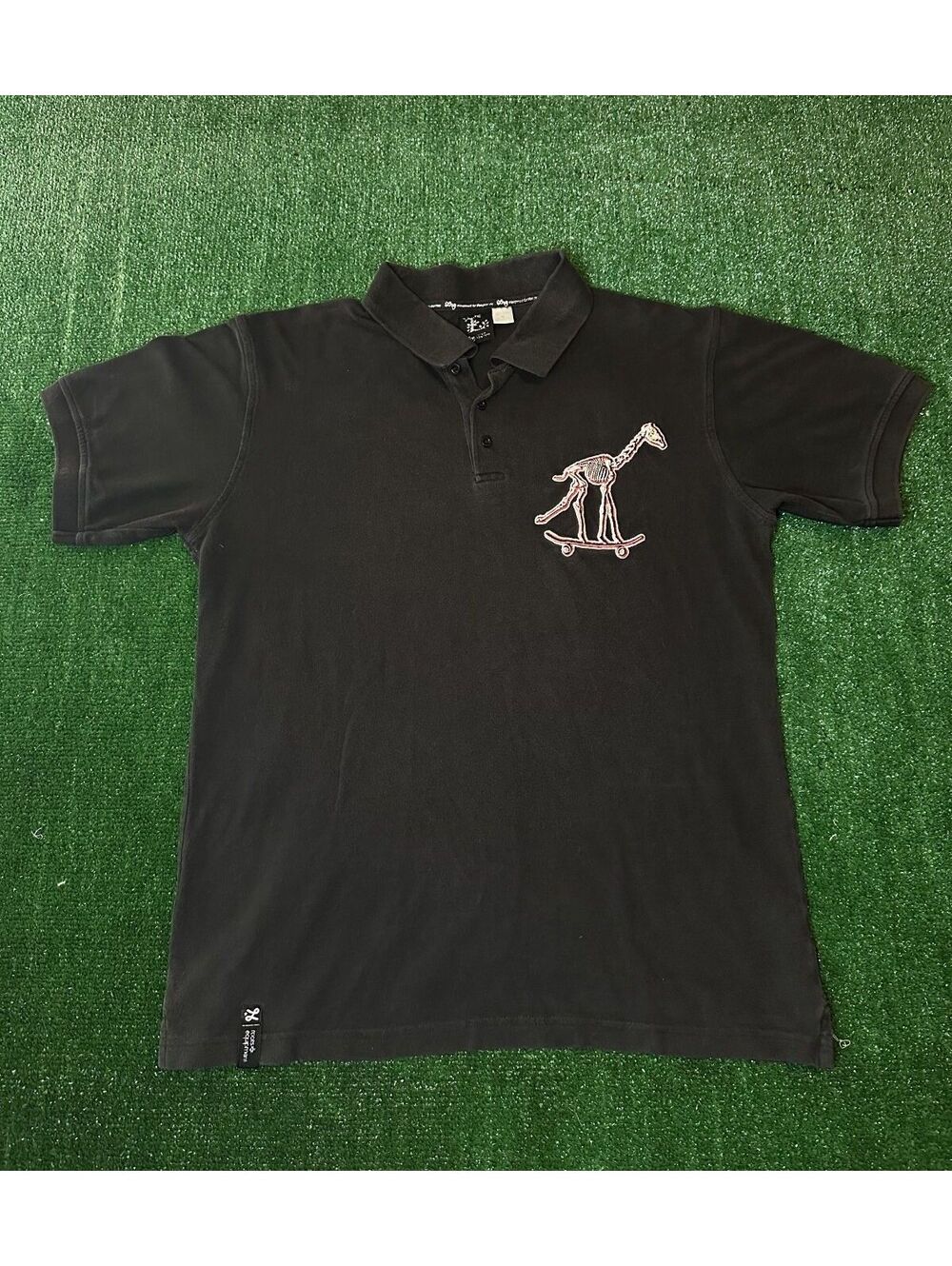 SZ M-LRG Giraffe Skeleton Graphic Polo Shirt ****SHIPS TODAY**